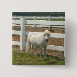 Badge Carré 5 Cm Aimant miniature blanc de cheval