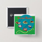 Badge Carré 5 Cm Aime des sushi (Devant & derrière)