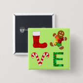 Badge Carré 5 Cm Aimer l'autisme Noël (Devant & derrière)