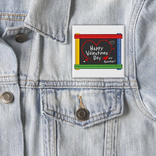 Badge Carré 5 Cm Aimez Mon Professeur ! HEUREUSE SAINTE-VALENTIN !