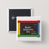 Badge Carré 5 Cm Aimez Mon Professeur ! HEUREUSE SAINTE-VALENTIN ! (Devant & derrière)