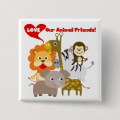 Badge Carré 5 Cm Aimez nos amis animaux (Devant)