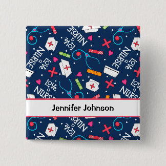 Badge Carré 5 Cm Aimez un insigne personnalisé par nom de bleu