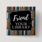 Badge Carré 5 Cm Aimez votre bibliothèque (Devant)