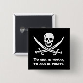 Badge Carré 5 Cm Ajouter un bouton de message pirate (Devant & derrière)