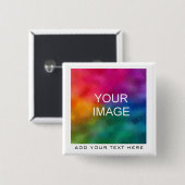 Badge Carré 5 Cm Ajouter votre image Photo Business Logo Modèle de (Devant & derrière)