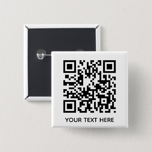 Badge Carré 5 Cm Ajouter votre propre code QR texte Analyse Minimal (Devant & derrière)
