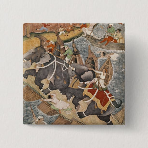 Badge Carré 5 Cm Akbar apprivoise l'éléphant sauvage, Hawa'i