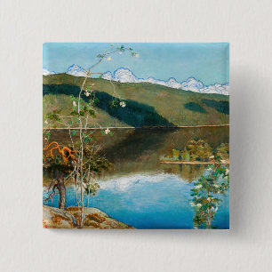 Badge Carré 5 Cm Akseli Gallen-Kallela - Thundernuages sur Horizon