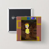 Badge Carré 5 Cm Al Spacship (Devant & derrière)