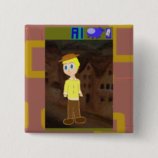 Badge Carré 5 Cm Al Spacship (Devant)