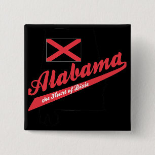 Badge Carré 5 Cm Alabama Heart of Dixie