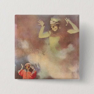 Badge Carré 5 Cm Aladdin et le Génie de la Lampe vintage, Godwin