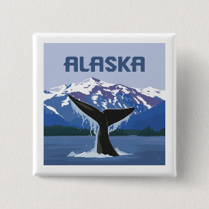 Badge Carré 5 Cm Alaska   Baleine