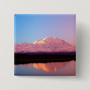 Badge Carré 5 Cm Alaska, Parc national de Denali, Mt. McKinley à