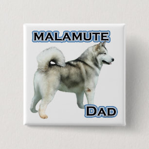 Badge Carré 5 Cm Alaskan Malamute Papa 4 - Bouton