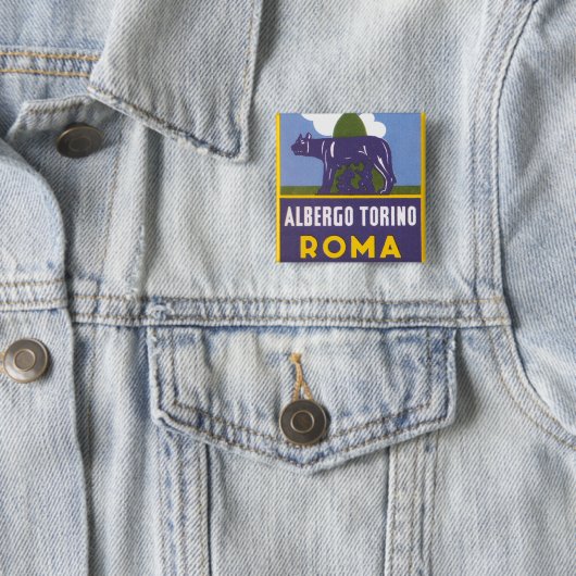 Badge Carré 5 Cm Albergo Torino (En situation)