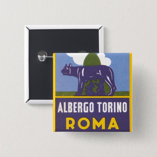 Badge Carré 5 Cm Albergo Torino (Devant & derrière)