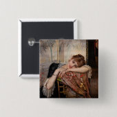 Badge Carré 5 Cm Albert Edelfeel - La Parisienne / Virginie (Devant & derrière)