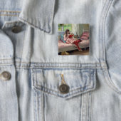 Badge Carré 5 Cm Albert Edelfeel - Les bons amis (En situation)