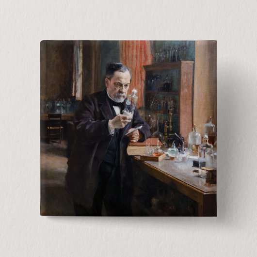 Badge Carré 5 Cm Albert Edelfeue - Portrait de Louis Pasteur (Devant)
