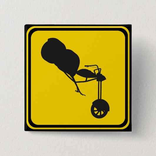 Badge Carré 5 Cm Alerte, Trikes Xing ! (Devant)