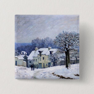 Badge Carré 5 Cm Alfred Sisley - Place Chenil à Marly, Effet de nei