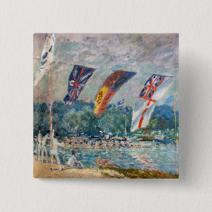 Badge Carré 5 Cm Alfred Sisley - Régates à Molesey