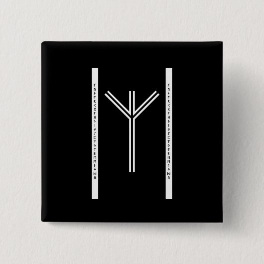 Badge Carré 5 Cm Algiz BW Button (Round) (Devant)