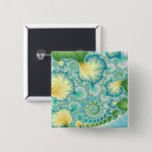 Badge Carré 5 Cm Algues - fractale (Devant & derrière)