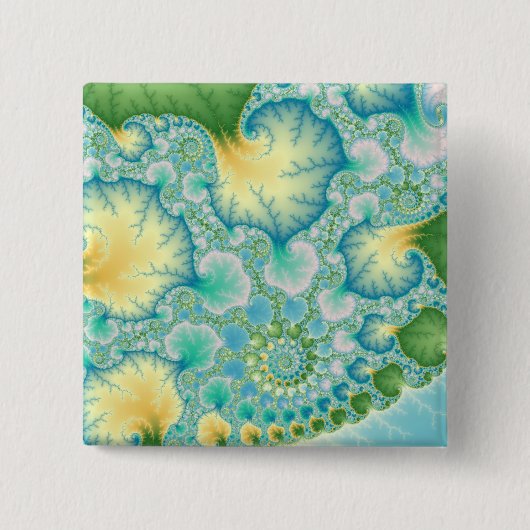 Badge Carré 5 Cm Algues - fractale (Devant)