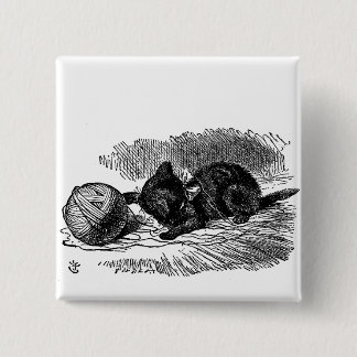 Badge Carré 5 Cm Alice vintage dans le dessin de livre de chat noir
