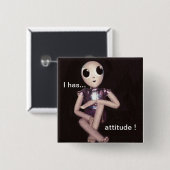 Badge Carré 5 Cm Alien avec l'attitude (Devant & derrière)
