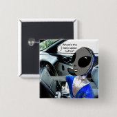 Badge Carré 5 Cm Alien dans la voiture - (Devant & derrière)