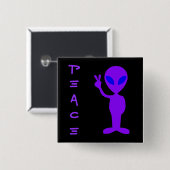Badge Carré 5 Cm Alien de la paix (Devant & derrière)