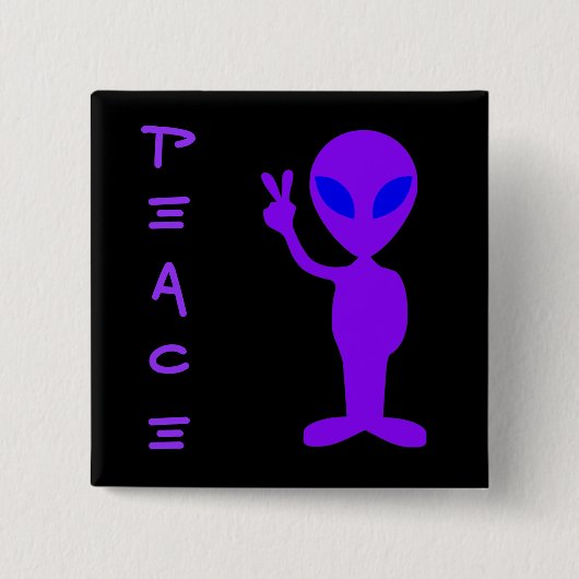 Badge Carré 5 Cm Alien de la paix (Devant)