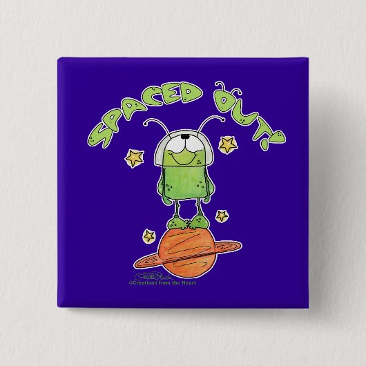 Badge Carré 5 Cm Alien Espacé (Devant)