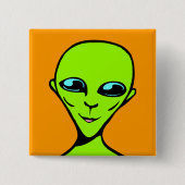 Badge Carré 5 Cm Alien/ET heureux (Devant)