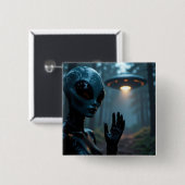 Badge Carré 5 Cm Alien extra-terrestre et ovnis (Devant & derrière)