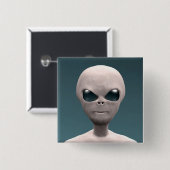 Badge Carré 5 Cm Alien gris (Devant & derrière)