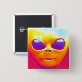 Badge Carré 5 Cm Alien psychologique (Devant & derrière)