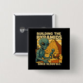 Badge Carré 5 Cm Aliens Construction Pyramides Pyramides Constructi (Devant & derrière)