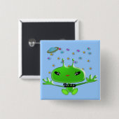 Badge Carré 5 Cm Aliens Huggs (Devant & derrière)