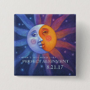 Badge Carré 5 Cm Alignement parfait du soleil et de la lune