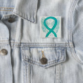 Badge Carré 5 Cm Alimentation Allergies Sensibilisation Angle Vert (En situation)