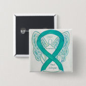 Badge Carré 5 Cm Alimentation Allergies Sensibilisation Angle Vert (Devant & derrière)