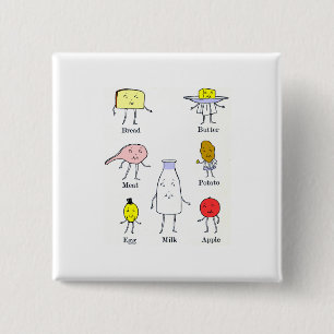 Badge Carré 5 Cm Aliments favoris Cuisine Vintage Art