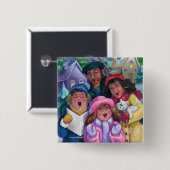 Badge Carré 5 Cm Aller à une illustration de covoiturage (Devant & derrière)