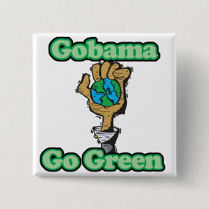 Badge Carré 5 Cm Allez Obama allez vert