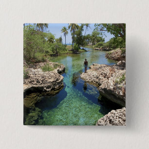 Badge Carré 5 Cm Alligator Hole, Black River Town, Jamaïque